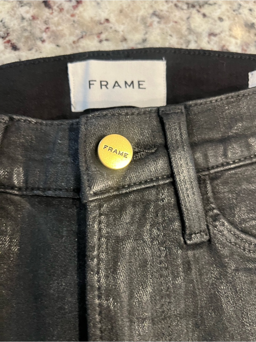 Frame Denim Women's Black Coated Skinny Jeans